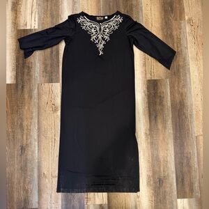 Bob Mackie Black Dress with Silver Embroidery Vintage